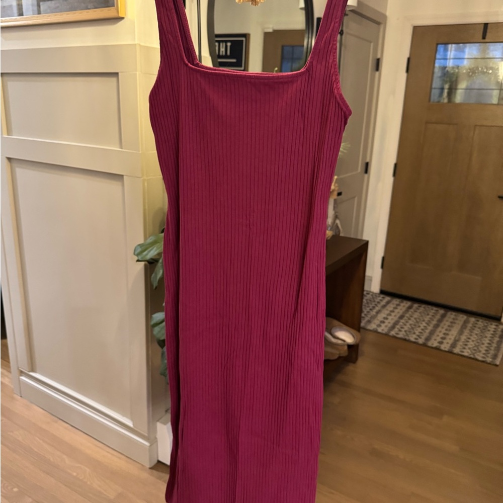 Sleeveless Ribbed Dress in Gorgeous Berry Color